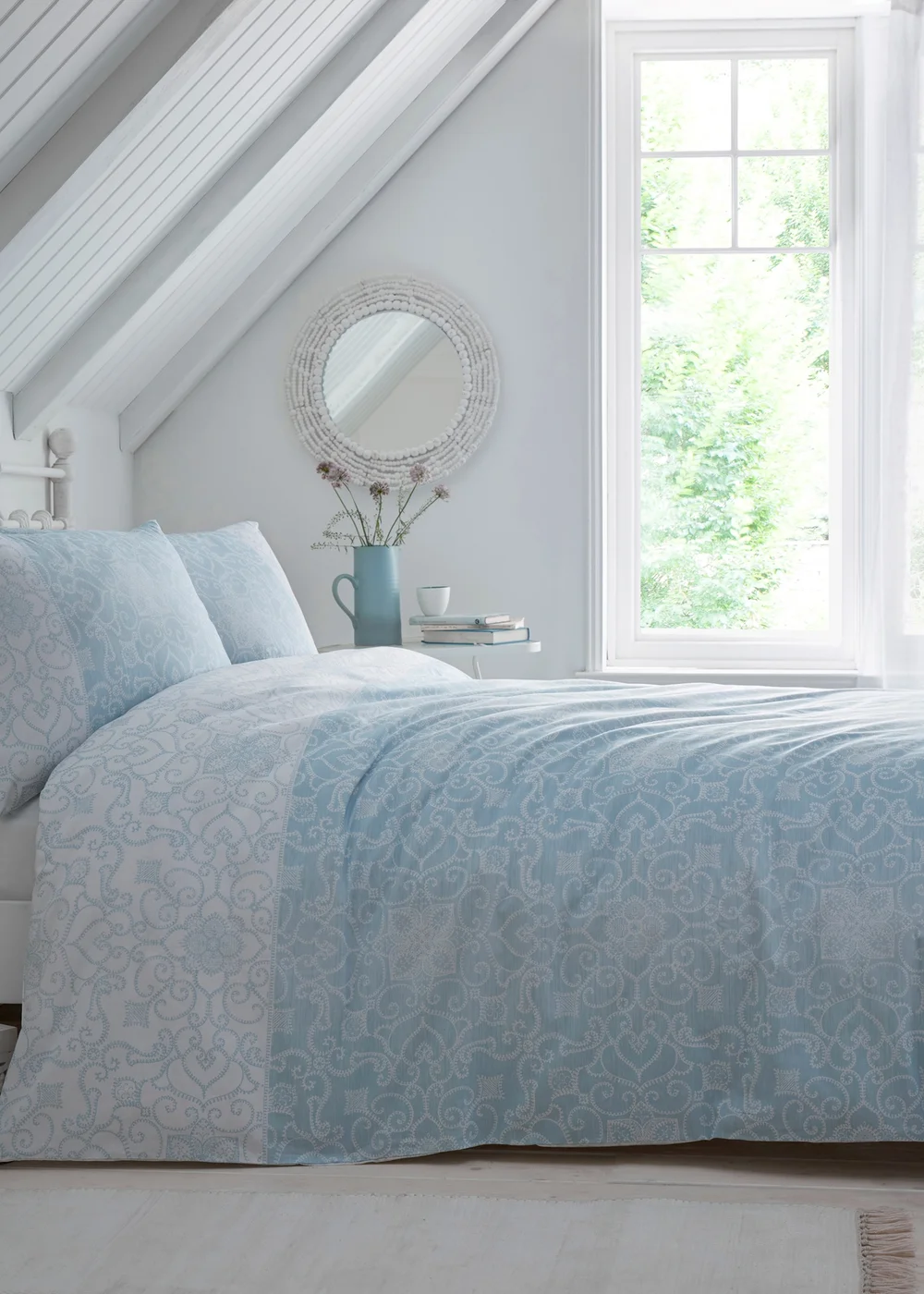 Dreams & Drapes Design Frampton Reversible Blue Duvet Cover Set - Single Image 1