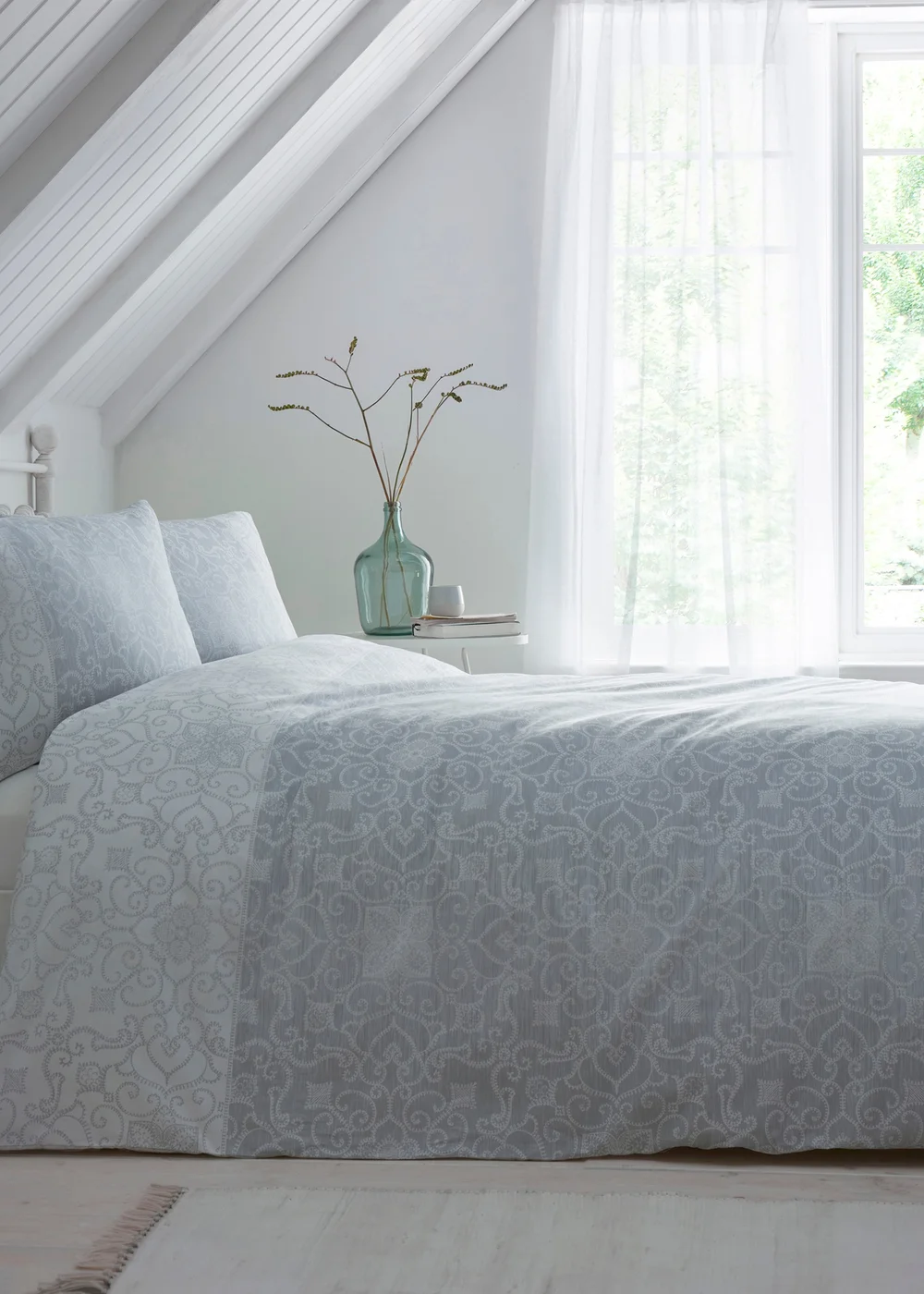 Dreams & Drapes Design Frampton Reversible Grey Duvet Cover Set - Single Image 1