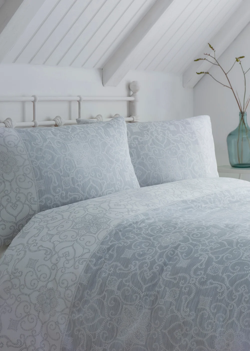 Dreams & Drapes Design Frampton Reversible Grey Duvet Cover Set - Single Image 2