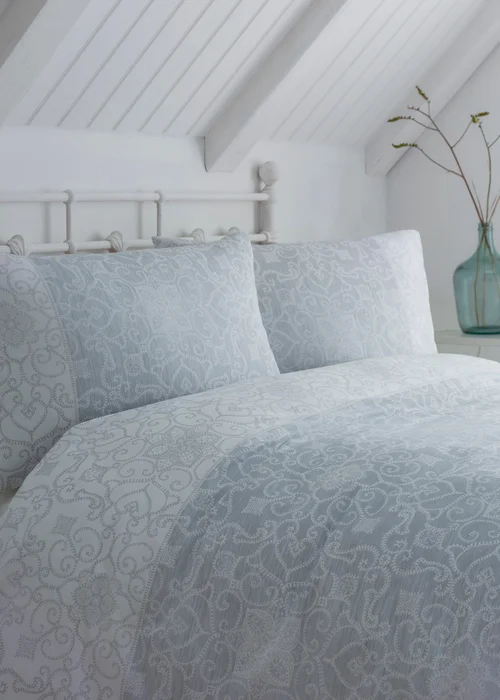 Dreams & Drapes Design Frampton Reversible Grey Duvet Cover Set - Single Image 2