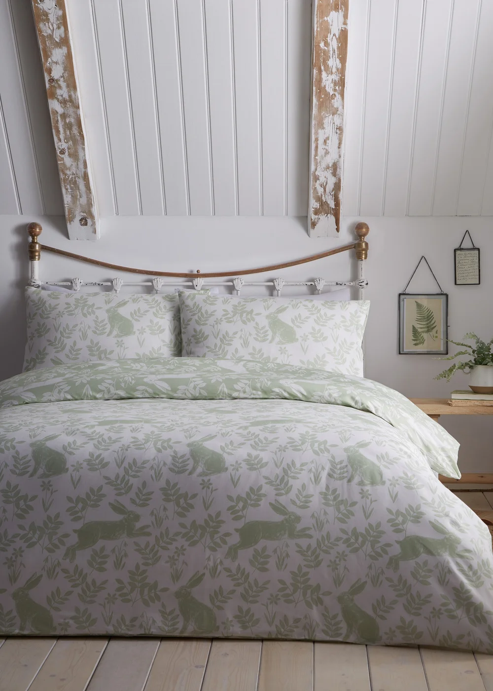 Dreams & Drapes Design Spring Rabbits Green Duvet Cover Set - Single Image 4