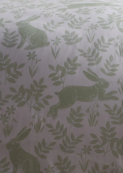 Dreams & Drapes Design Spring Rabbits Green Duvet Cover Set - Single Image 5