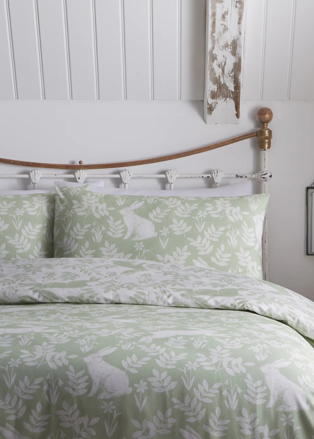 Dreams & Drapes Design Spring Rabbits Green Duvet Cover Set - Single Image 2