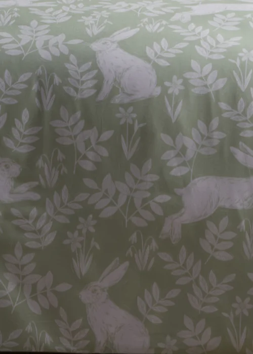 Dreams & Drapes Design Spring Rabbits Green Duvet Cover Set - Single Image 3