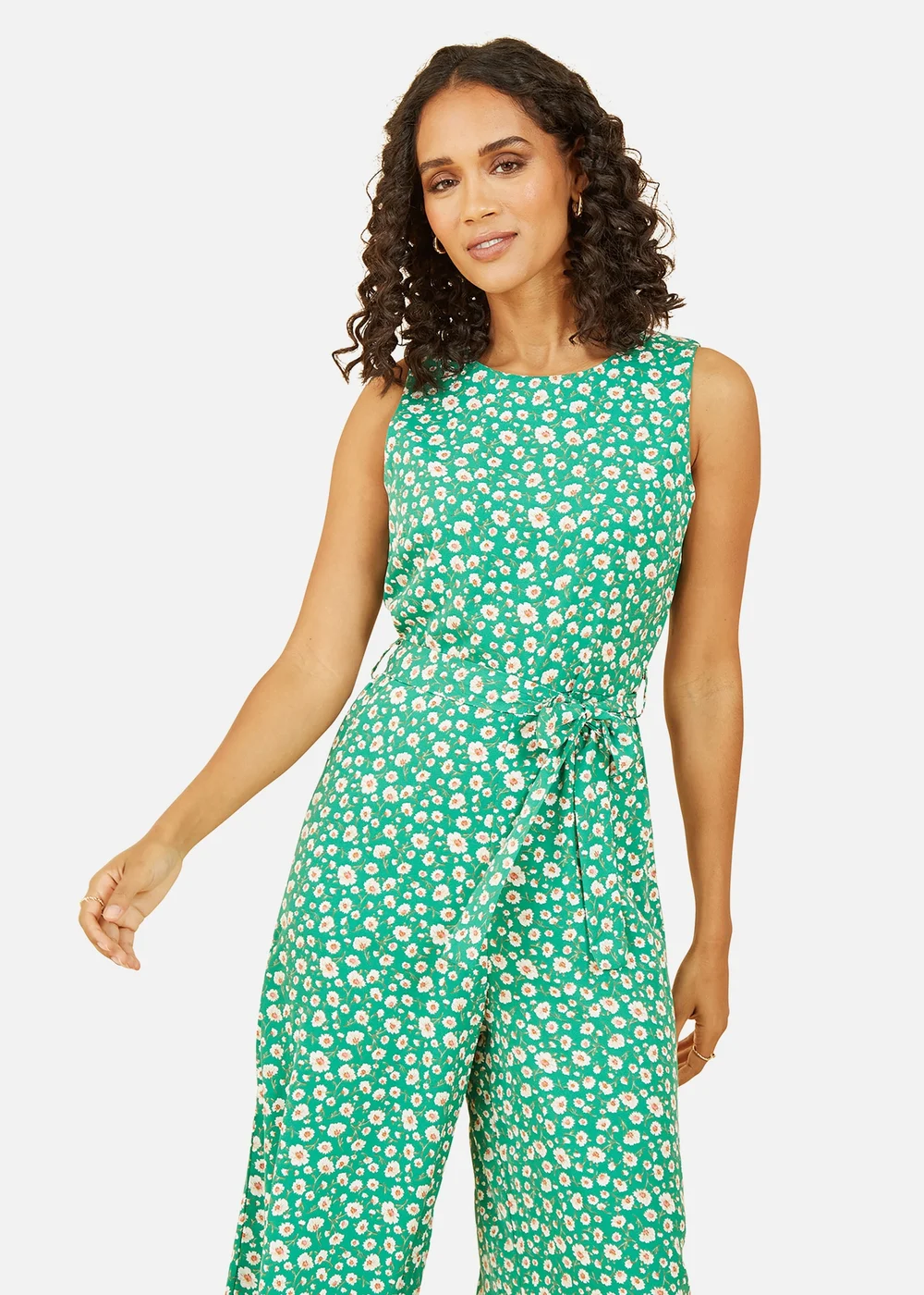 Mela Green Daisy Print Culotte Jumpsuit - Size 8 Image 3