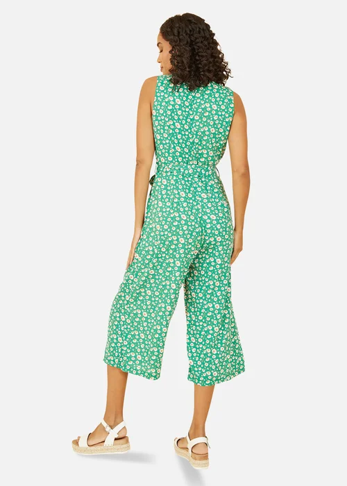 Mela Green Daisy Print Culotte Jumpsuit - Size 8 Image 2