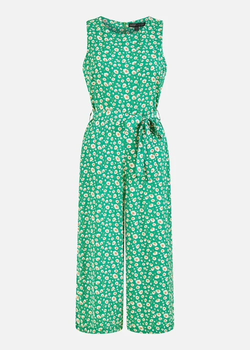 Mela Green Daisy Print Culotte Jumpsuit - Size 8 Image 4