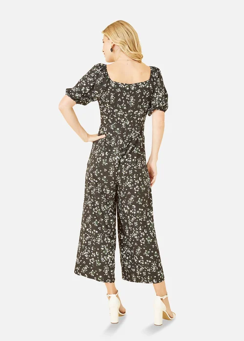 Mela Black Daisy Print Sweetheart Neckline Jumpsuit - Size 8 Image 2