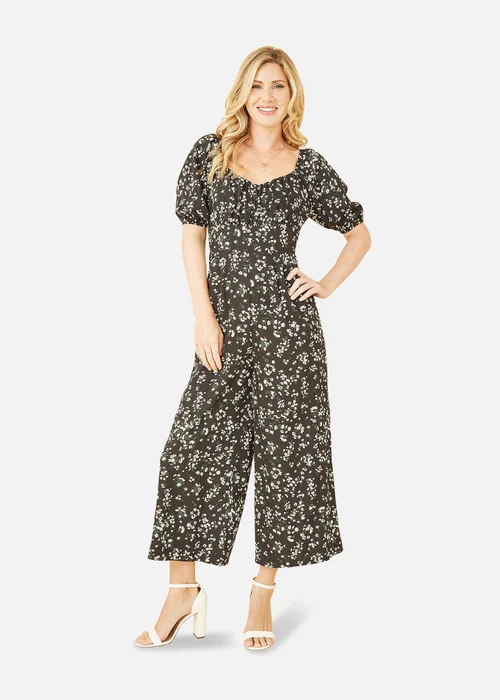 Mela Black Daisy Print Sweetheart Neckline Jumpsuit - Size 8 Image 1