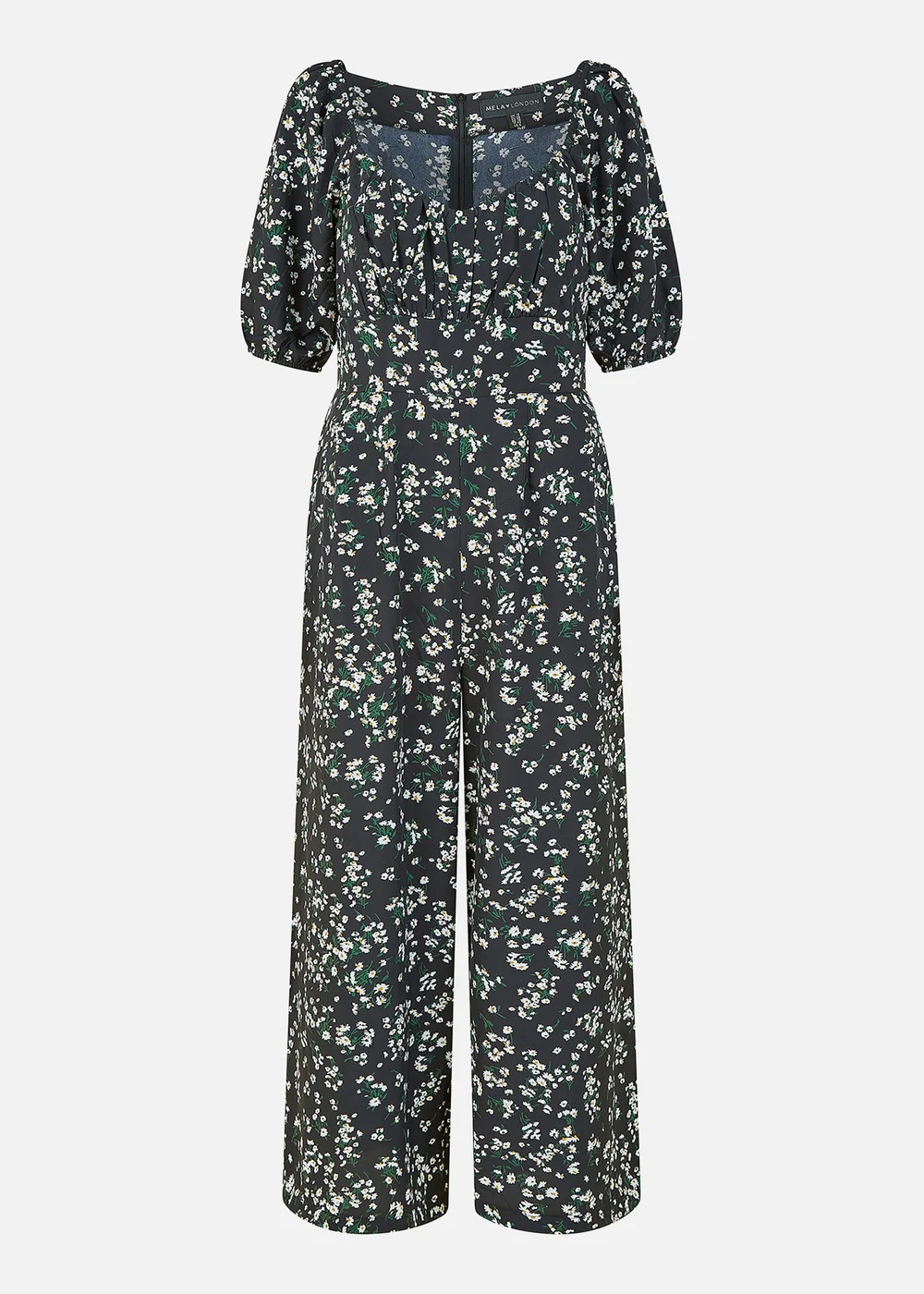 Mela Black Daisy Print Sweetheart Neckline Jumpsuit - Size 8 Image 4