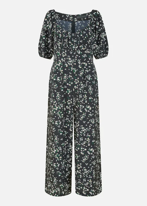 Mela Black Daisy Print Sweetheart Neckline Jumpsuit - Size 8 Image 4
