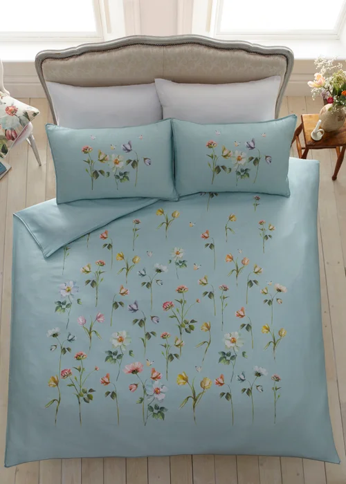 Appletree Heritage Serenity Sateen Blue Duvet Cover Set - Double Image 4