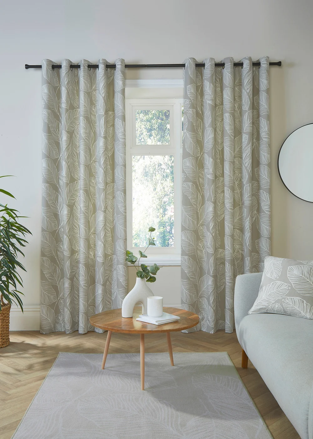 Fusion Matteo Natural Eyelet Curtains - 46W X 54D (117x137cm Image 1