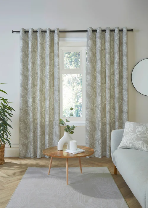 Fusion Matteo Natural Eyelet Curtains - 46W X 54D (117x137cm Image 1