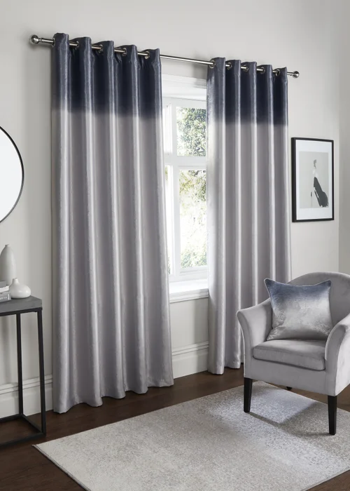 Fusion Ombre Strata Grey Eyelet Curtains - 46W X 54D (117x137cm) Image 1