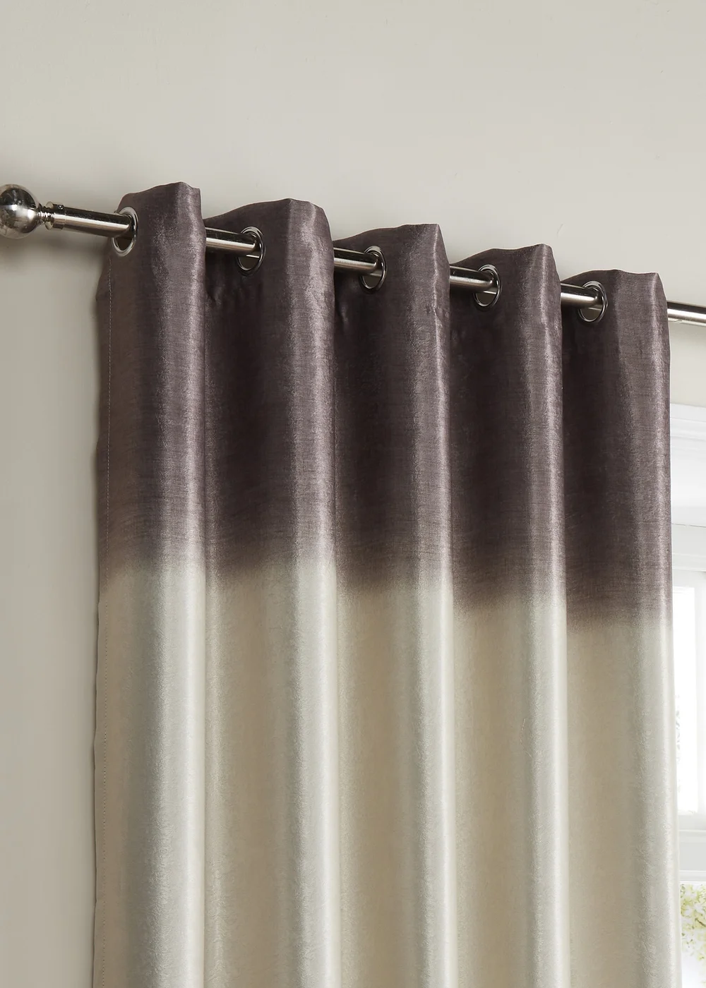 Fusion Ombre Strata Brown Eyelet Curtains - 90W X 72D (229x183cm) Image 2