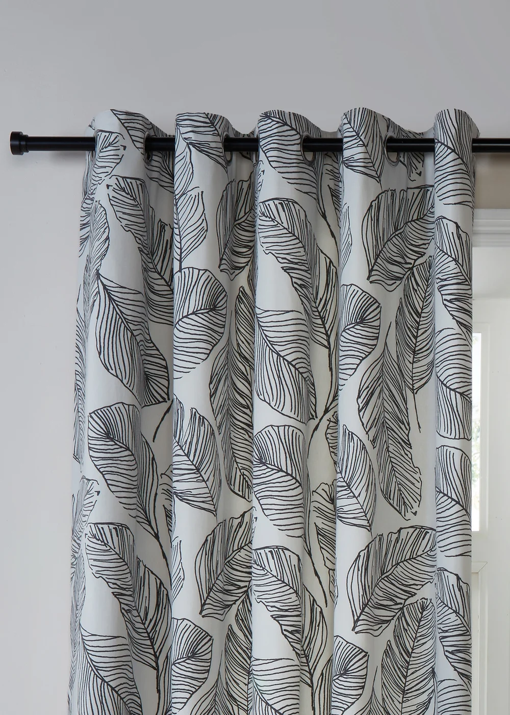 Fusion Matteo Black Eyelet Curtains - 46W X 54D (117x137cm Image 2