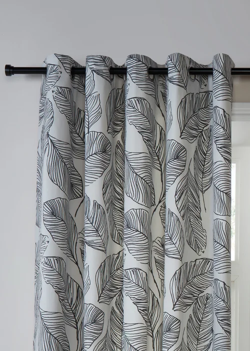 Fusion Matteo Black Eyelet Curtains - 46W X 54D (117x137cm Image 2