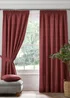 Dreams & Drapes Pembrey Brushed Cotton Red Pencil Pleat Curtains With Tie-Backs - 66W X 54D (168x137cm) Image 1