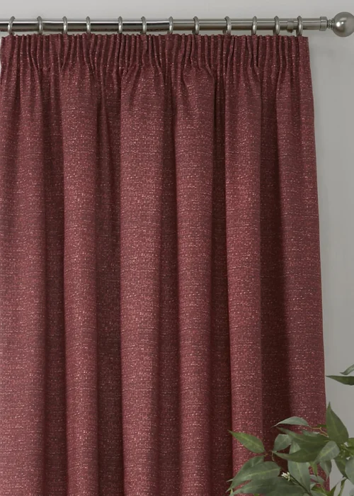 Dreams & Drapes Pembrey Brushed Cotton Red Pencil Pleat Curtains With Tie-Backs - 66W X 54D (168x137cm) Image 3
