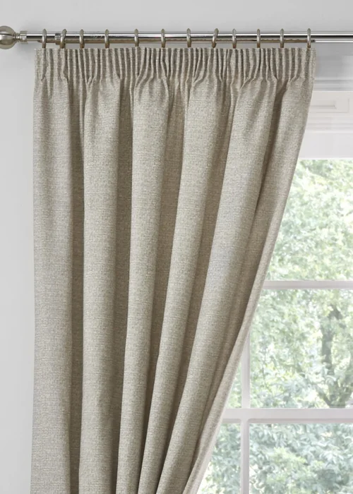 Dreams & Drapes Pembrey Brushed Cotton Natural Pencil Pleat Curtains With Tie-Backs - 46W X 54D (117x137cm) Image 2