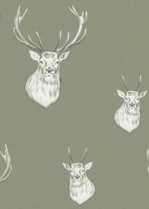 Catherine Lansfield Stag Sage Wallpaper - One Size Image 1