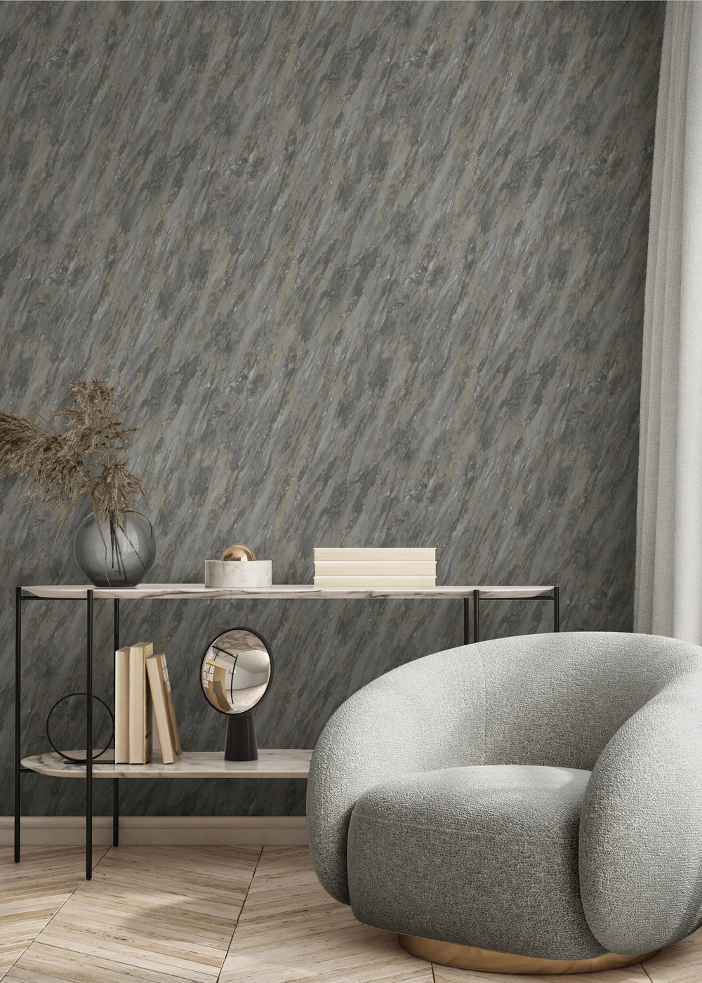 Muriva Venezia Marble Dark Grey - One Size Image 2