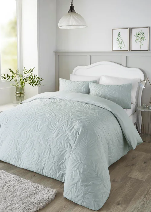 Serene Luana Soft Touch Green Duvet Cover Set - Single Image 1