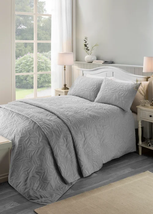 Serene Luana Soft Touch Silver Duvet Cover Set - Single Image 1