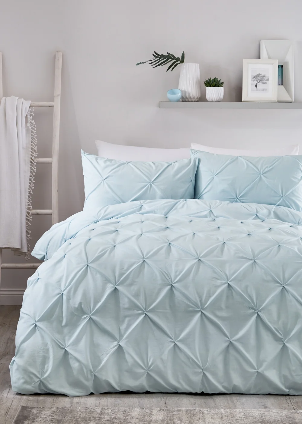 Serene Lara Duck Egg Blue Duvet Cover Set - Single Image 1
