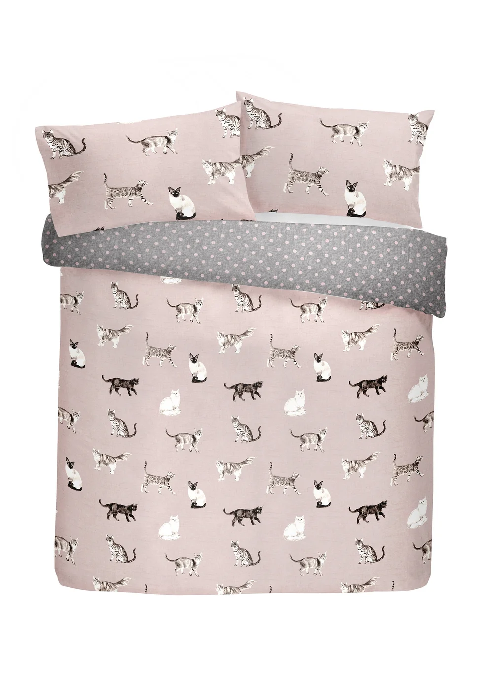 Fusion Cats Reversible Pink Duvet Cover Set - Single Image 2