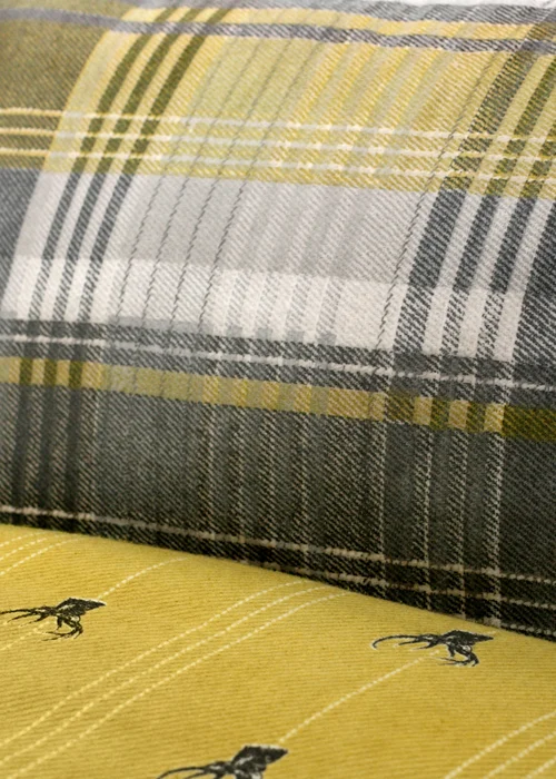 Dreams & Drapes Lodge Connolly Check Brushed Cotton Yellow Duvet Cover Set - Single Image 5