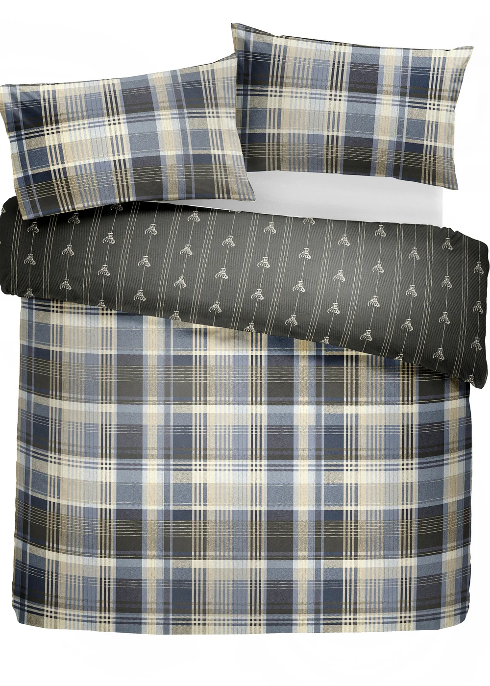 Dreams & Drapes Lodge Connolly Check Brushed Cotton Grey Duvet Cover Set - Single Image 4