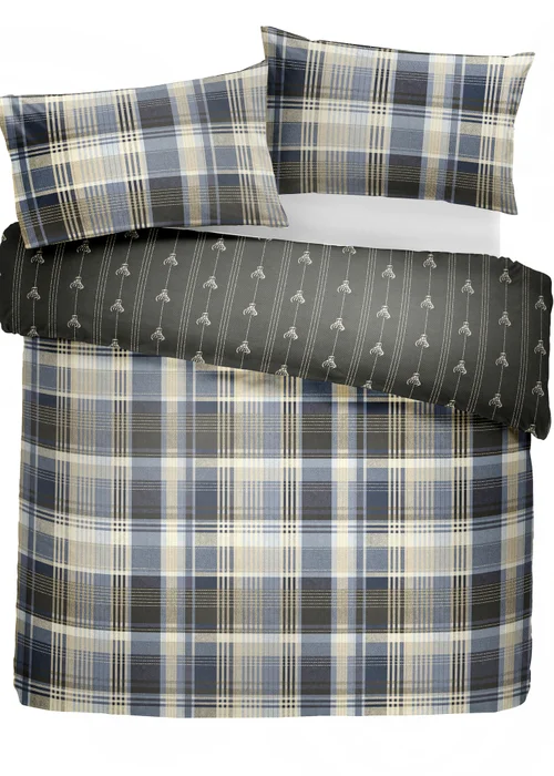 Dreams & Drapes Lodge Connolly Check Brushed Cotton Grey Duvet Cover Set - Single Image 4