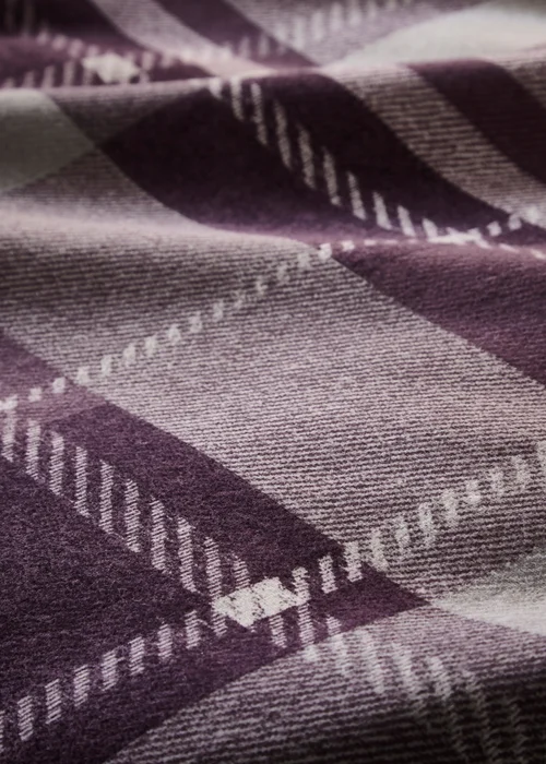 Dreams & Drapes Lodge Colville Check Brushed Cotton Purple Duvet Cover Set - Single Image 5
