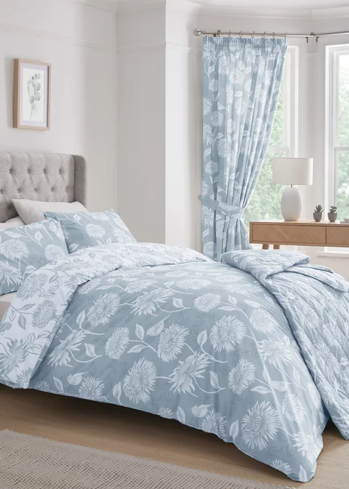 Dreams & Drapes Design Chrysanthemum Blue Duvet Cover Set - Single Image 5