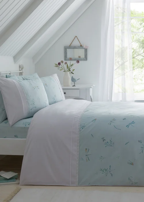 Dreams & Drapes Decorative Fifi Blue Duvet Cover Set - Single Image 1