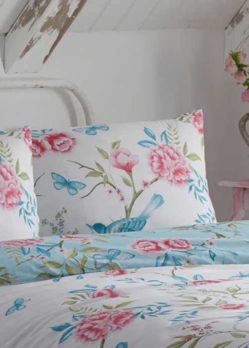 Dreams & Drapes Design Amelle Reversible Blue Duvet Cover Set - Single Image 2