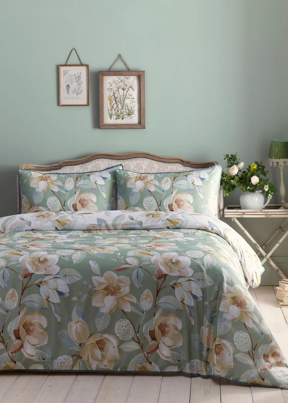 Appletree Heritage Eleanor Soft Touch Green Duvet Cover Set - Single Image 1