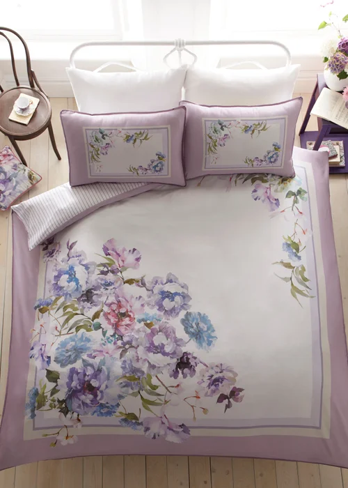 Appletree Heritage Arley Sateen Lilac Duvet Cover Set - Double Image 5