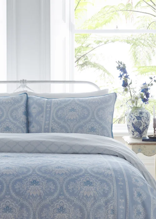 Appletree Heritage Alexia Sateen Blue Duvet Cover Set - Double Image 2
