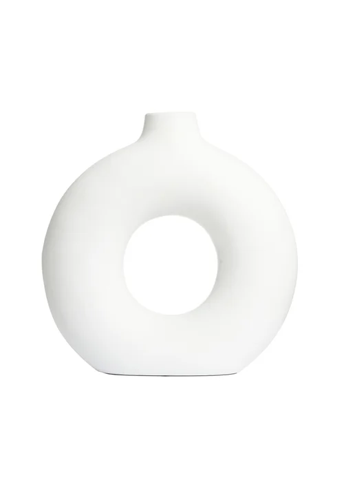 BHS Holey Ceramic Vase White - One Size Image 3