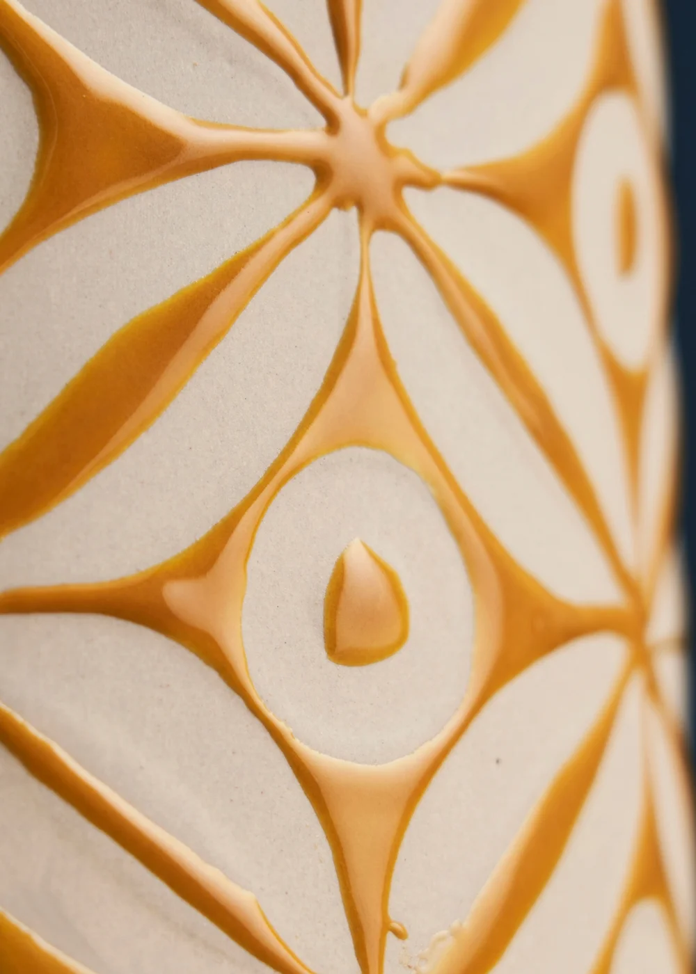 BHS Small Patterned Ceramic Vase Ochre - One Size Image 2