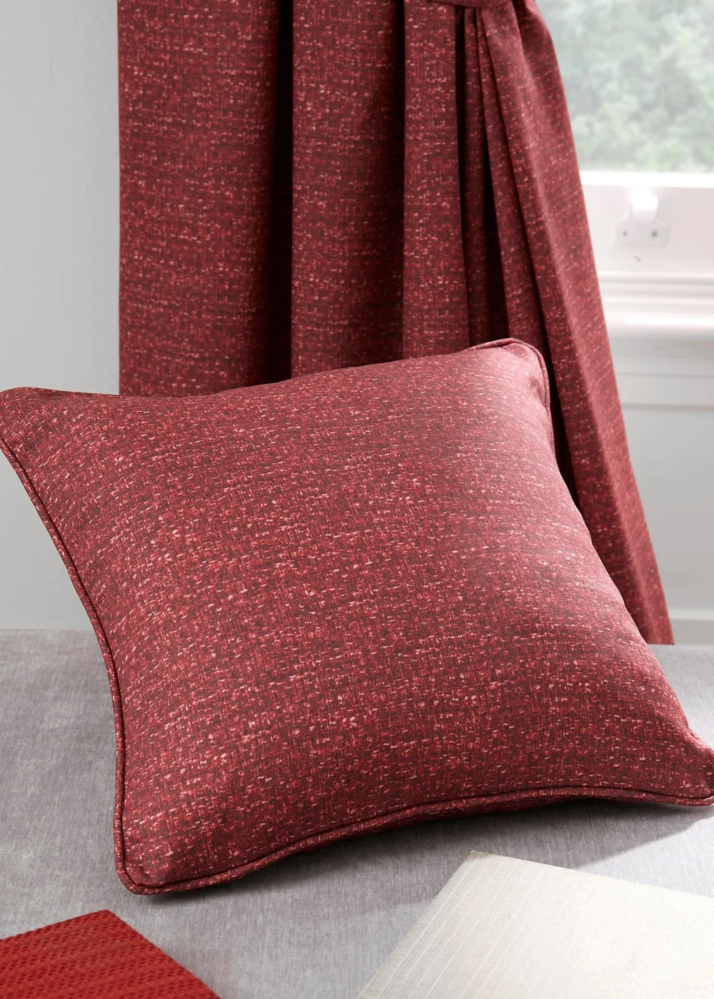Dreams & Drapes Pembrey Brushed Cotton Red Filled Cushion (43cm x 43cm) - 43W X 43D Image 1