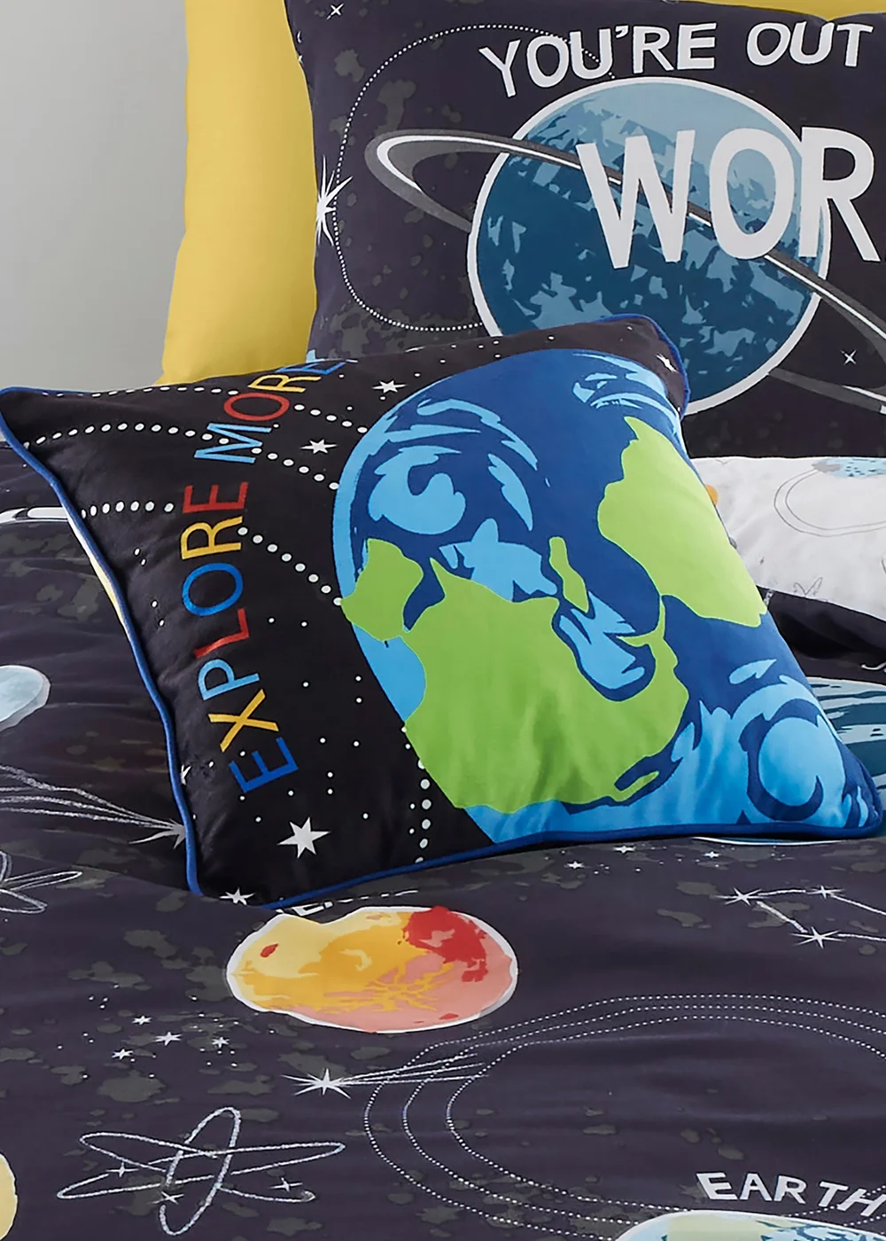 Bedlam Outer Space Velvet Black Filled Cushion (43cm x 43cm) - 43W X 43D Image 1