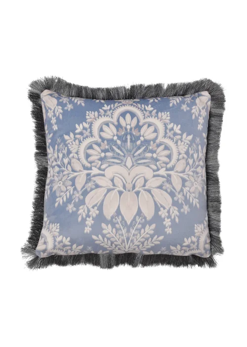 Appletree Heritage Alexia Velvet Blue Filled Cushion (43cm x 43cm) - 43W X 43D Image 2