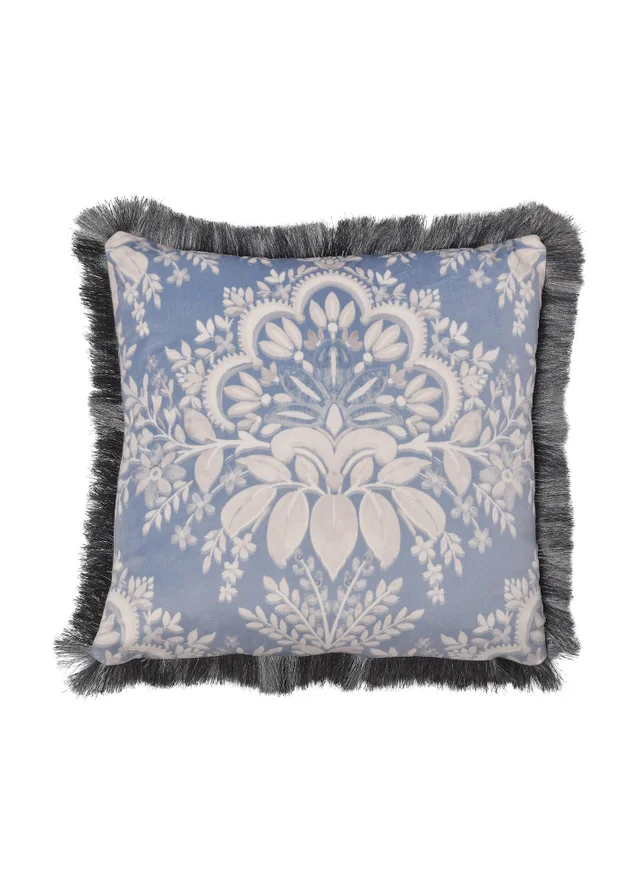 Appletree Heritage Alexia Velvet Blue Filled Cushion (43cm x 43cm)