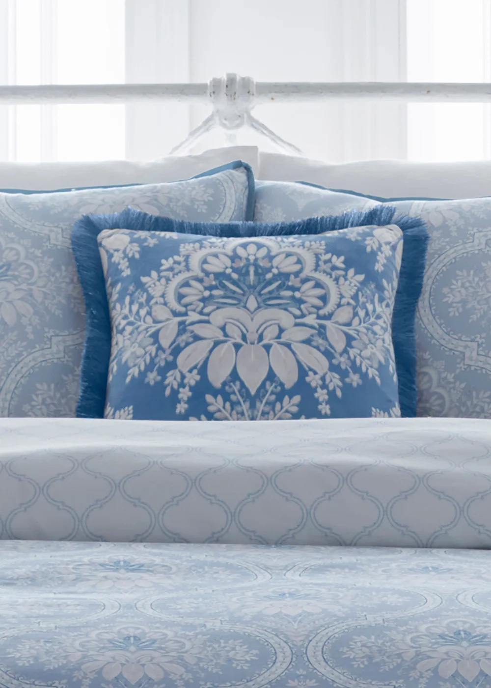 Appletree Heritage Alexia Velvet Blue Filled Cushion (43cm x 43cm) - 43W X 43D Image 1