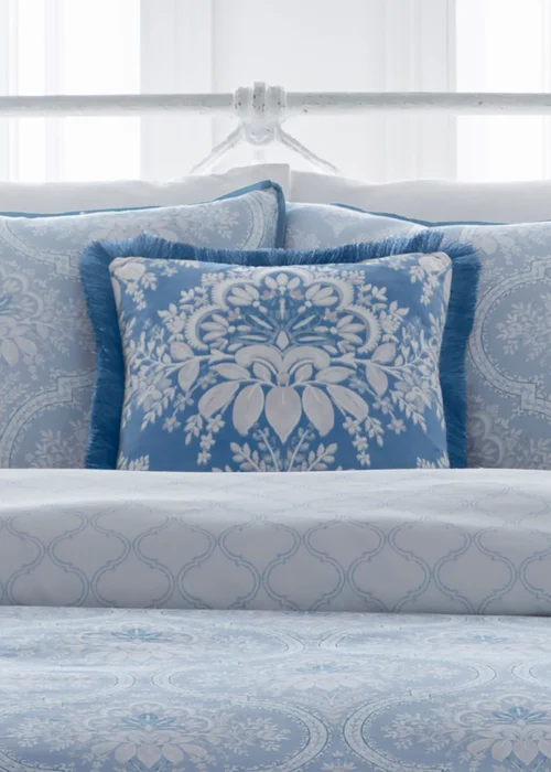 Appletree Heritage Alexia Velvet Blue Filled Cushion (43cm x 43cm) - 43W X 43D Image 1