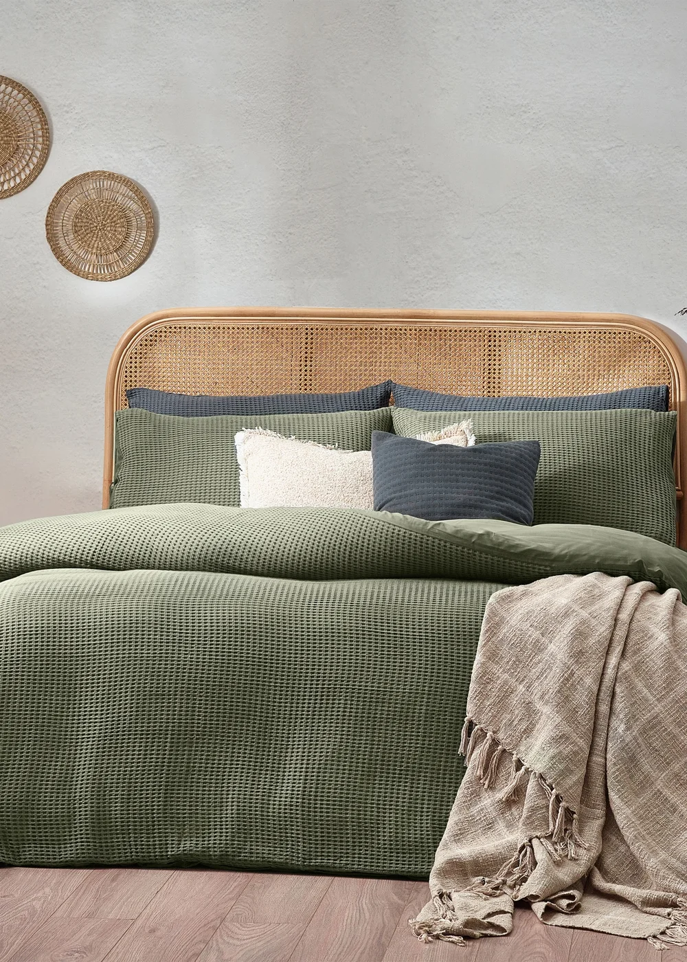 Yard Chunky Waffle 100% Cotton Duvet Cover Set Eucalyptus - Single Image 1